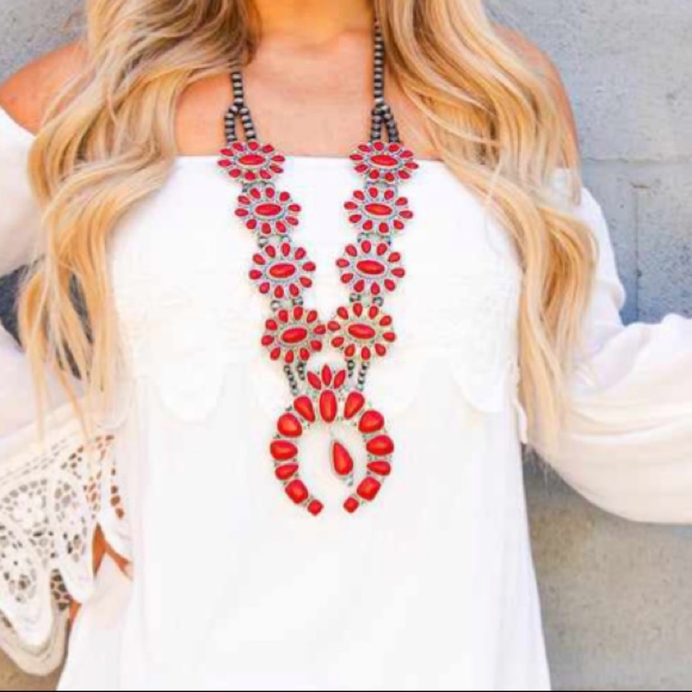 Squash Blosom necklace Red Southern Fried Chicks